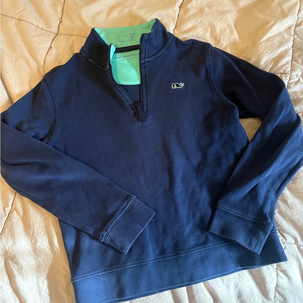Boy’s Vineyard Vines Navy Blue Quarter-Zip Sweater